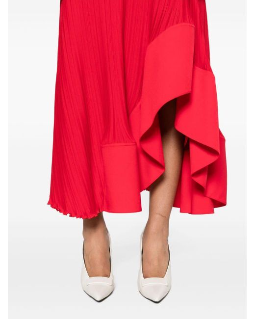 Lanvin Plissé-effect Dress Red