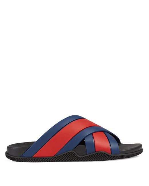 Gucci Red Rubber Slide Sandal With Web for men