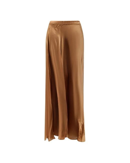 Mes Demoiselles Brown Calista Satin-Effect Maxi Skirt