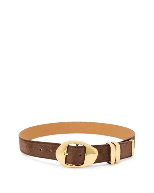 Amanu Brown The Grumeti Suede Sculptural-Buckle Belt