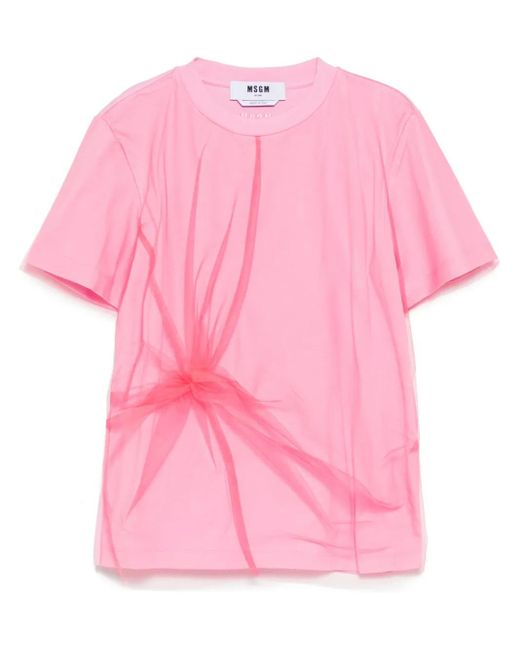 MSGM Pink Mesh Detailing Top