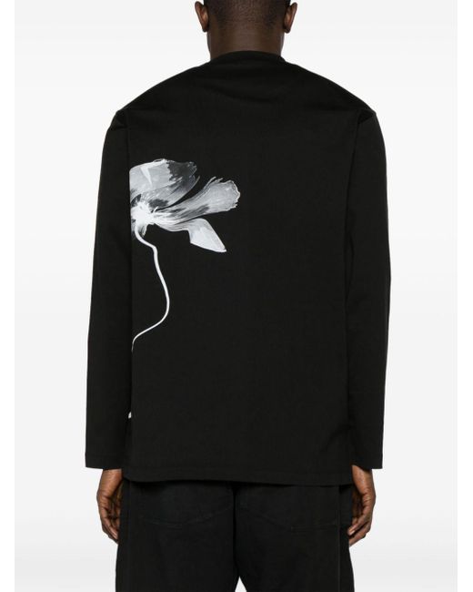 Y-3 Black Gfx Floral-print Cotton T-shirt