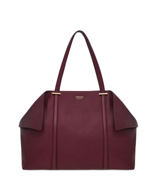 Ferragamo Purple Large Folded-Sides Tote Bag