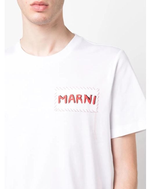 Marni White Logo T-Shirt for men