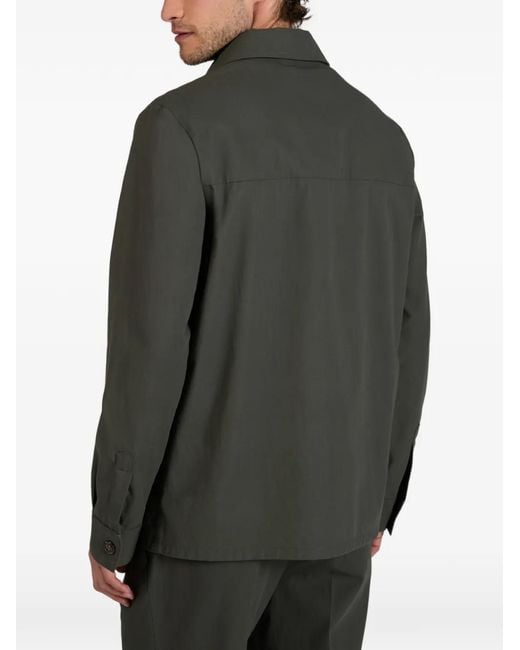 Incotex Green Cotton Overshirt for men