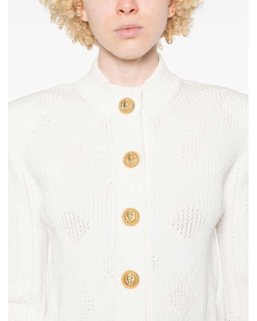 Balmain Button Up Cardigan in White Lyst UK