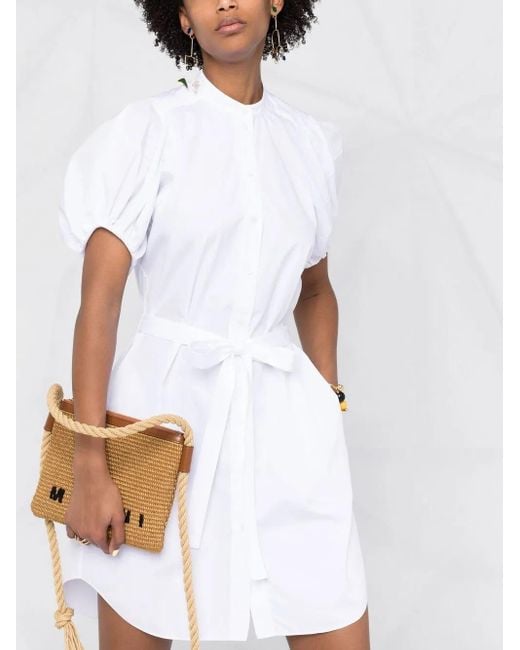 Stella McCartney White Tied Waist Poplin Shirt Dress