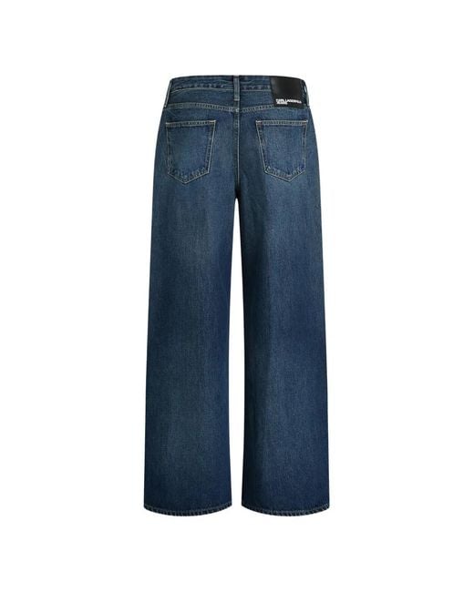Karl Lagerfeld Blue Low-Rise Wide-Leg Jeans
