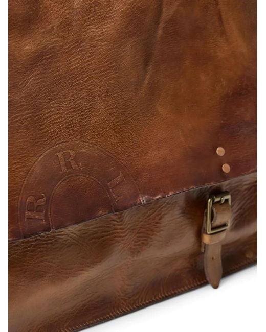 RRL Brown Hugo Buckle Leather Messenger Bag for men