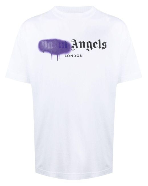 T-shirt à logo graffiti Palm Angels pour homme en coloris White