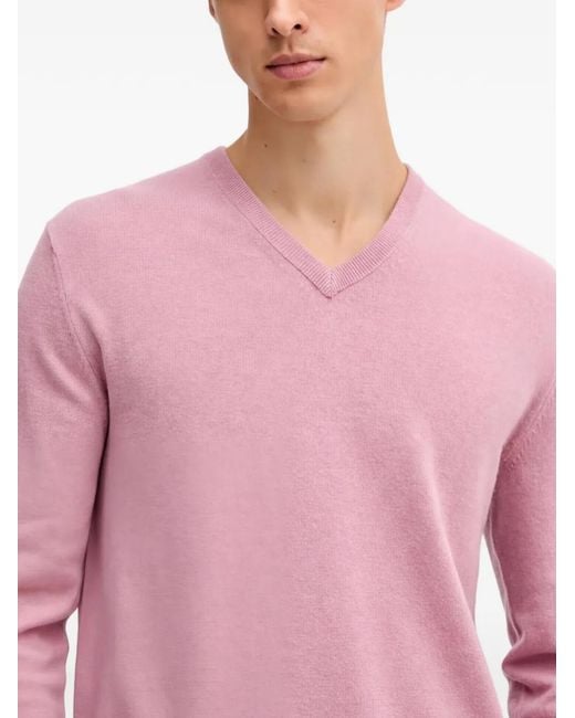 Benetton Pink V-Neck Sweatshirt for men