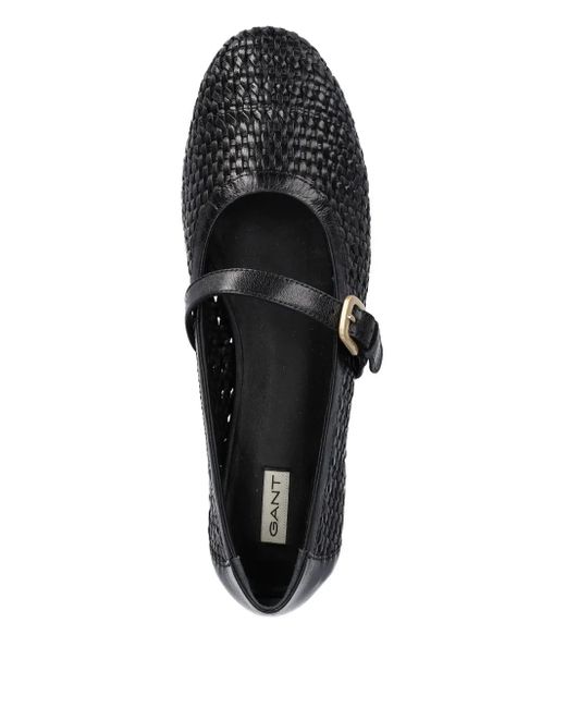 Gant Black Chadii Woven-Leather Flats Pumps