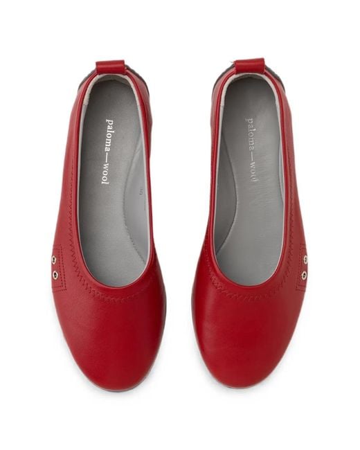 Paloma Wool Red Miles Iii Leather Ballet Flats