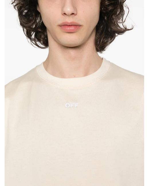 Off-White c/o Virgil Abloh Natural Off- Cotton T-Shirt With Arrows Emblem for men