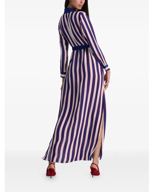 Alice + Olivia Blue Chassidy Striped-Pattern Shirt Dress