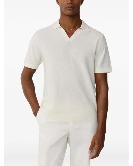Hackett White Polo En Maille À Manches Courtes for men