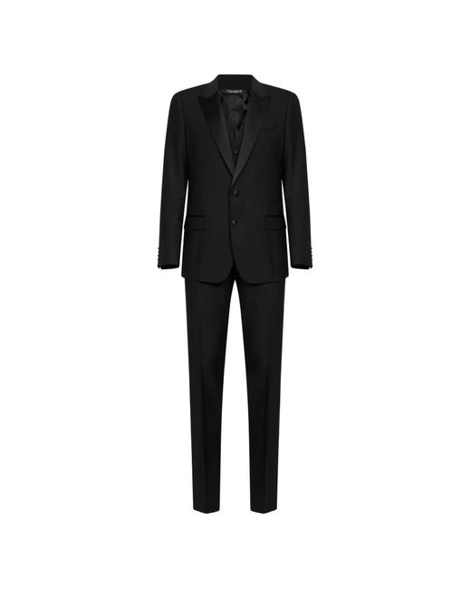 Dolce & Gabbana Black Three-Piece Suit for men