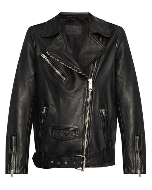 AllSaints Black Billie Leather Biker Jacket