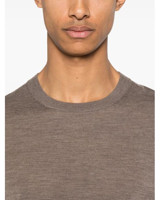 Fursac Brown Merino Wool Sweater for men