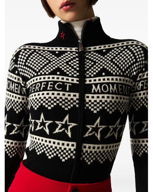 Perfect Moment Black Intarsia Long-Sleeve Bodysuit