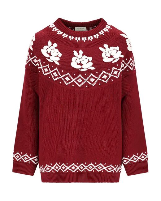 Magda Butrym Red Floral-Pattern Sweater
