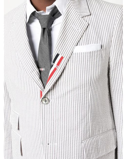 Thom Browne Blue Seersucker Blazer for men