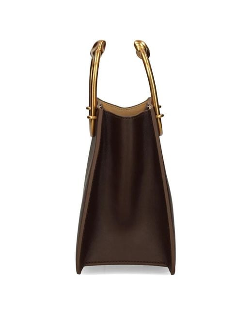 Cult Gaia Brown Sculptural-Handle Leather Mini Bag