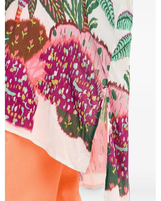 Lola Casademunt Pink Blouse À Imprimé Tropical