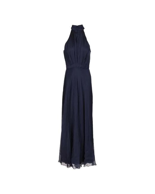 Raquel Diniz Blue Giovanna Closed Halterneck Maxi Dress