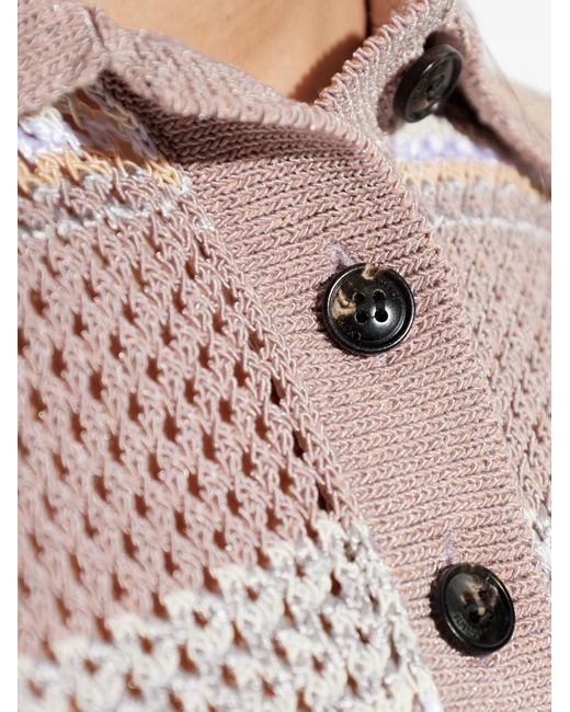Amiri Pink Ma Stripe Crochet Polo