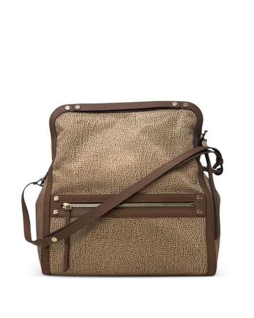 Borbonese Brown Zip Hobo Shoulder Bag