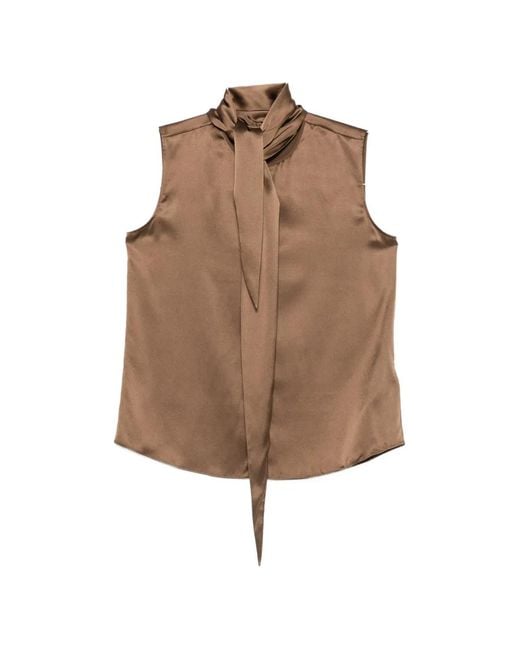 Dorothee Schumacher Brown Sence Of Shine Bow-Detail Sleeveless Top
