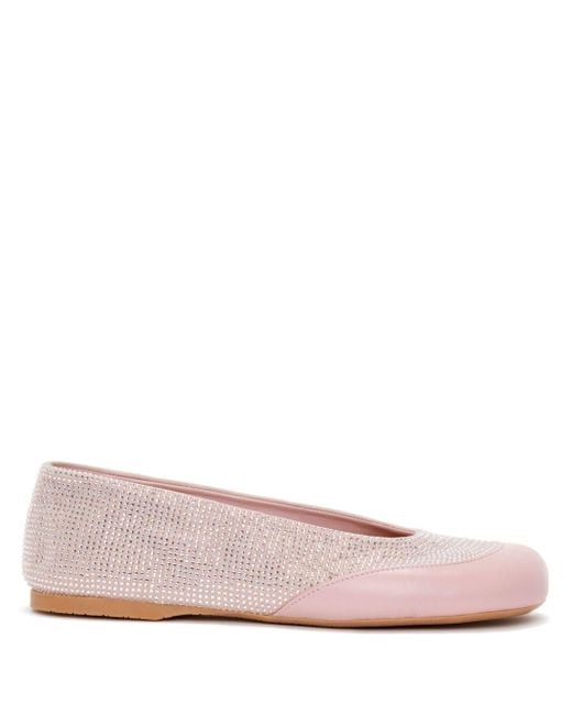 J.W. Anderson Pink Crystal-embellished Leather Ballerina Shoes