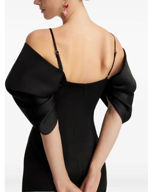 LEO LIN Arabella フローラル パフスリーブ ドレス Black