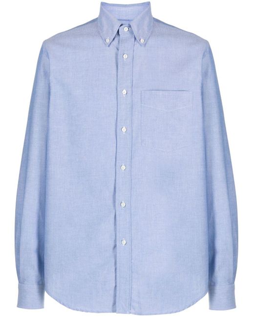 Aspesi Blue Button-down Collar Cotton Shirt for men