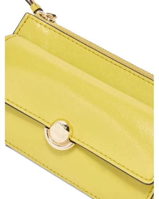 Furla Yellow Sfera Calf Leather Card Case