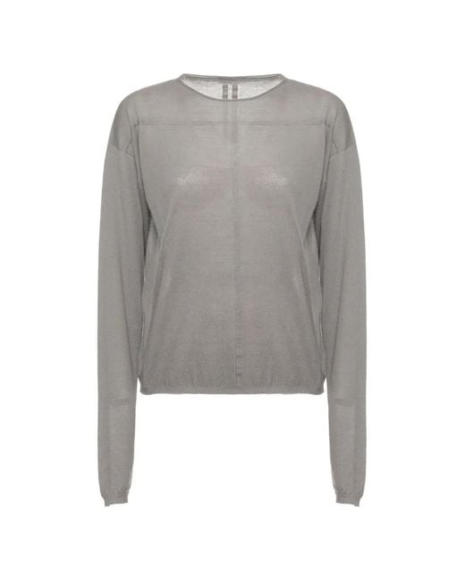 Rick Owens Gray Sheer-Knit Lightweight Sweatshirt