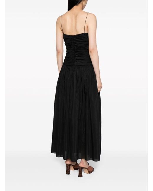 Matteau Black Drop-waist Gathered Dress