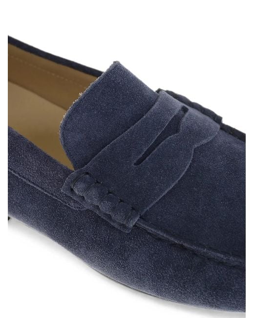 Corneliani Blue Suede Penny Loafers for men