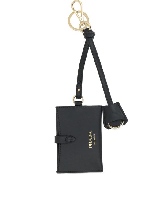 Prada Black Leather Mirror Case Pendant