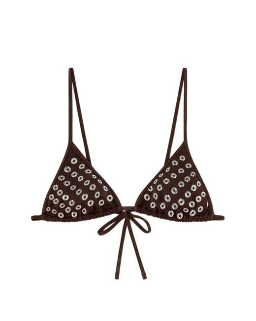 GIMAGUAS Brown Emily Eyelet Triangle Bikini Top