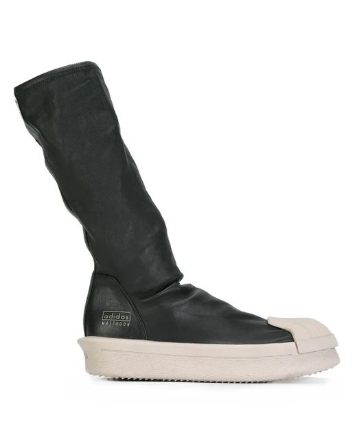 Rick Owens White X Adidas High-Top-Stiefel