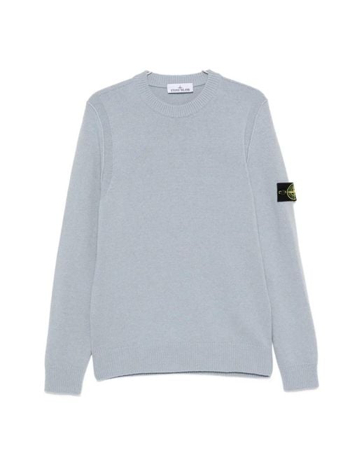 Stone Island Gray Logo-Patch Crew-Neck Sweater for men