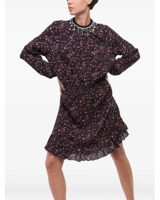 DSquared² Black Crystal-Embellished Star-Print Mini Dress