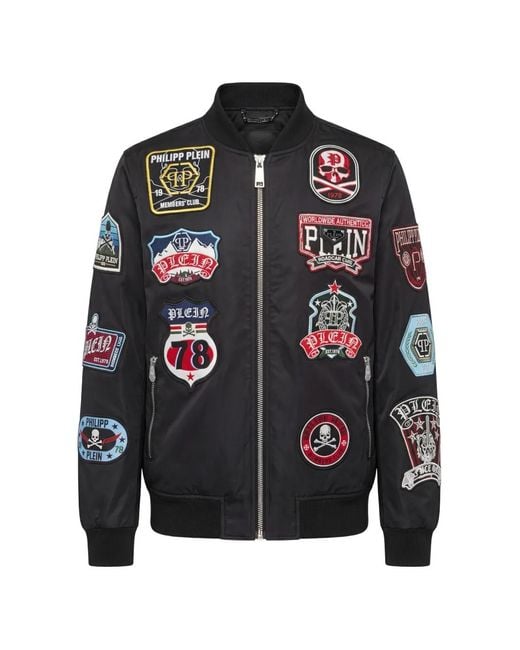 Philipp Plein Black Patch Bomber En Nylon for men