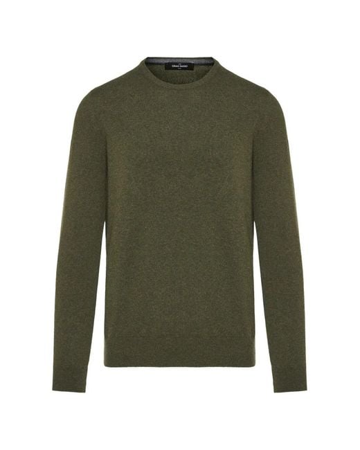Gran Sasso Green Crew-Neck Long-Sleeve Sweater for men