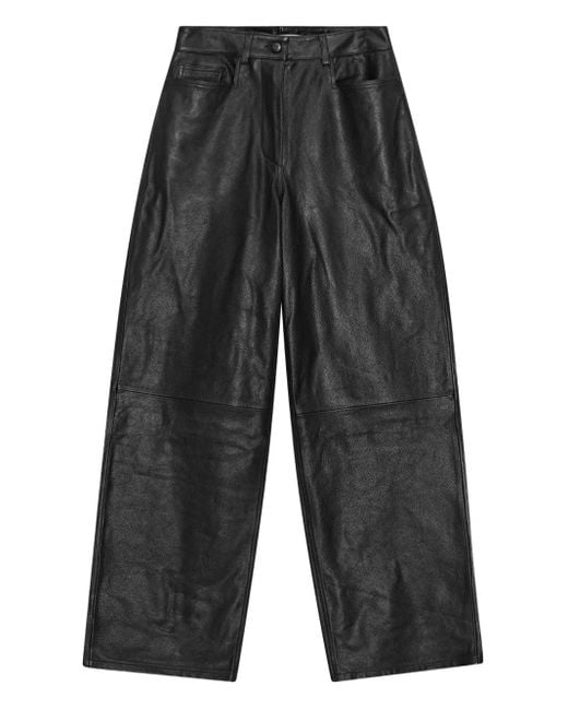 Remain Gray Cocoon Leather Panel Trousers