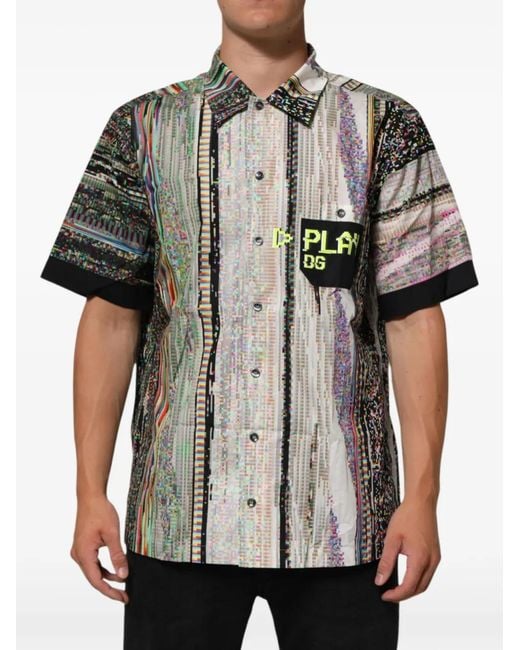 Dolce & Gabbana Black Graphic-Print Short-Sleeved Shirt for men