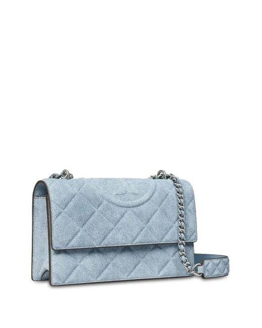 Tory Burch Blue Kleine Fleming Schultertasche Aus Denim