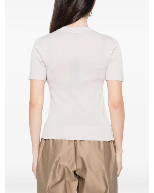 Alpha Tauri White Short-Sleeve Knit Top